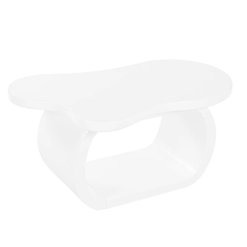 Table basse nuage moderne avec plateau de 1.5 d’épaisseur, table d’appoint irrégulière couleur crème aux pieds courbés, table décorative au design unique