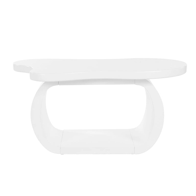 Table basse nuage moderne avec plateau de 1.5 d’épaisseur, table d’appoint irrégulière couleur crème aux pieds courbés, table décorative au design unique