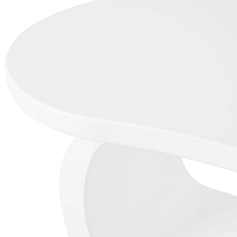 Table basse nuage moderne avec plateau de 1.5 d’épaisseur, table d’appoint irrégulière couleur crème aux pieds courbés, table décorative au design unique