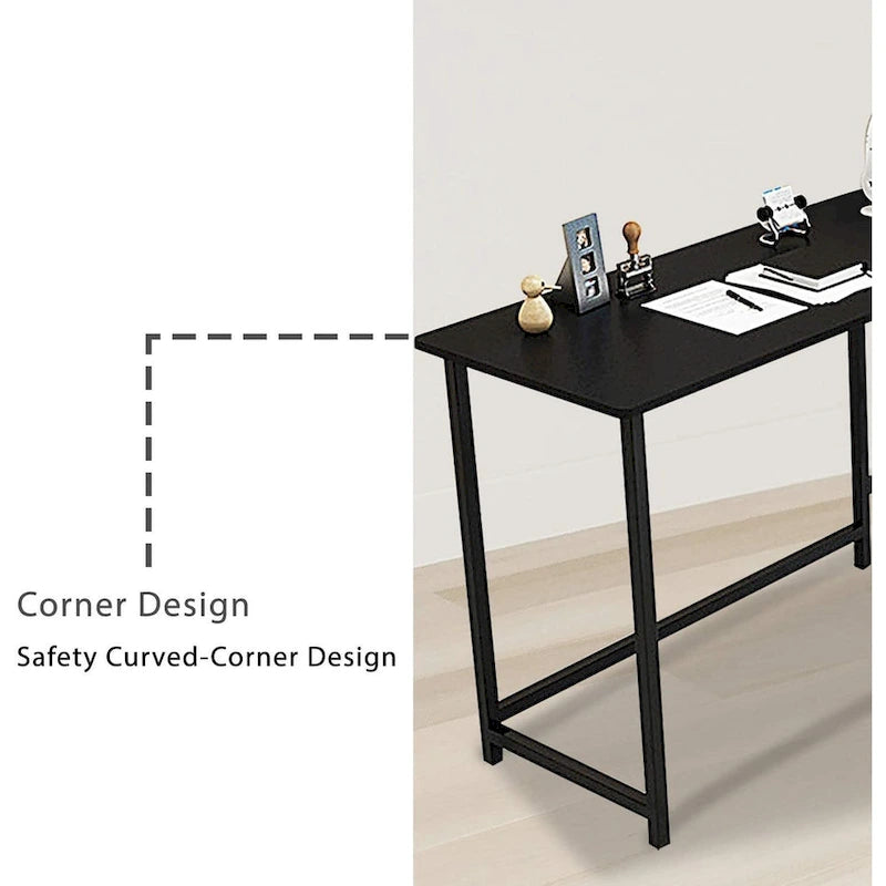 Moderner L-förmiger Gaming-PC-Schreibtisch mit Holz- und schwarzem Gestell fürs Homeoffice und Arbeitszimmer