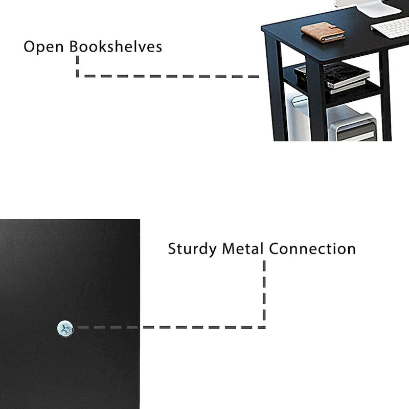 Moderner L-förmiger Gaming-PC-Schreibtisch mit Holz- und schwarzem Gestell fürs Homeoffice und Arbeitszimmer