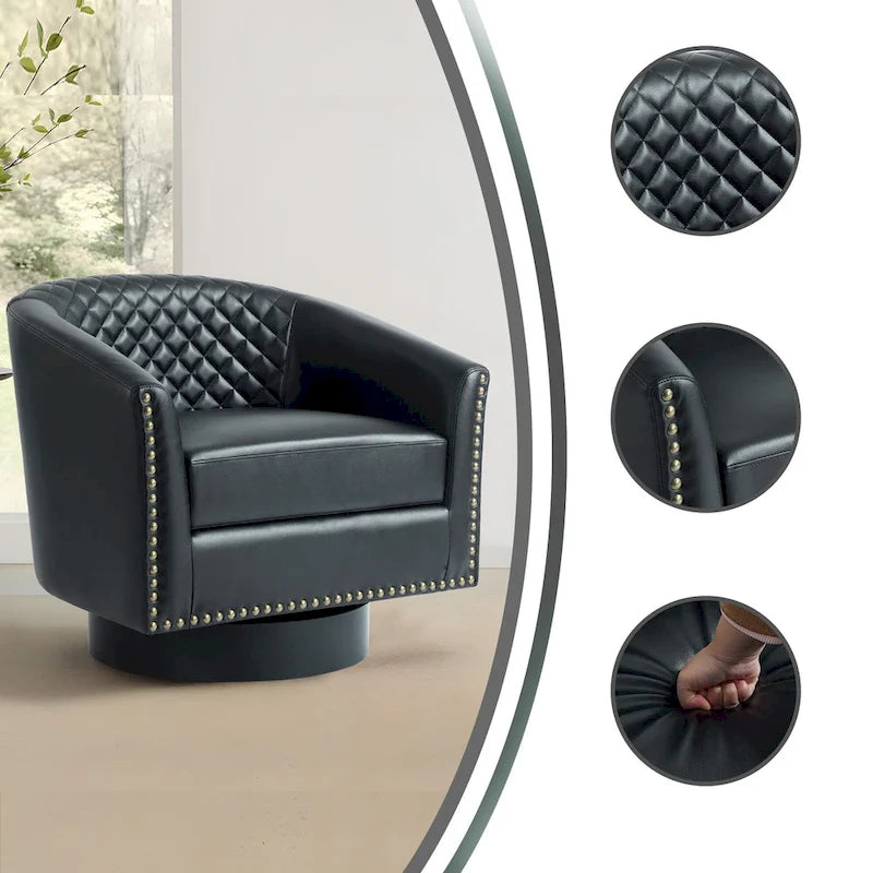 Drehbare Clubsessel aus Kunstleder mit Ziernägeln, 2er-Set