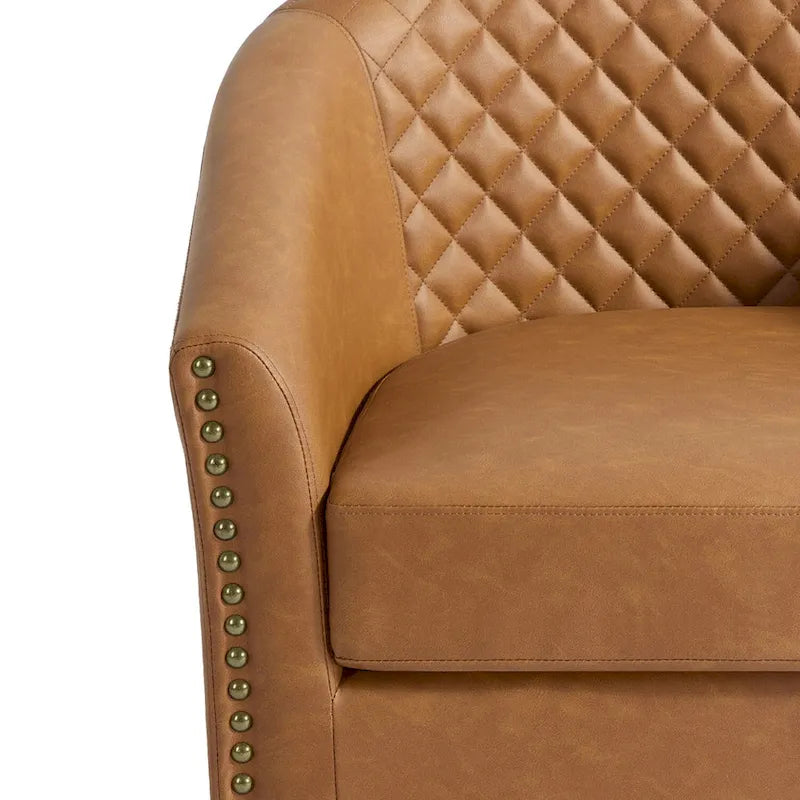 Drehbare Clubsessel aus Kunstleder mit Ziernägeln, 2er-Set