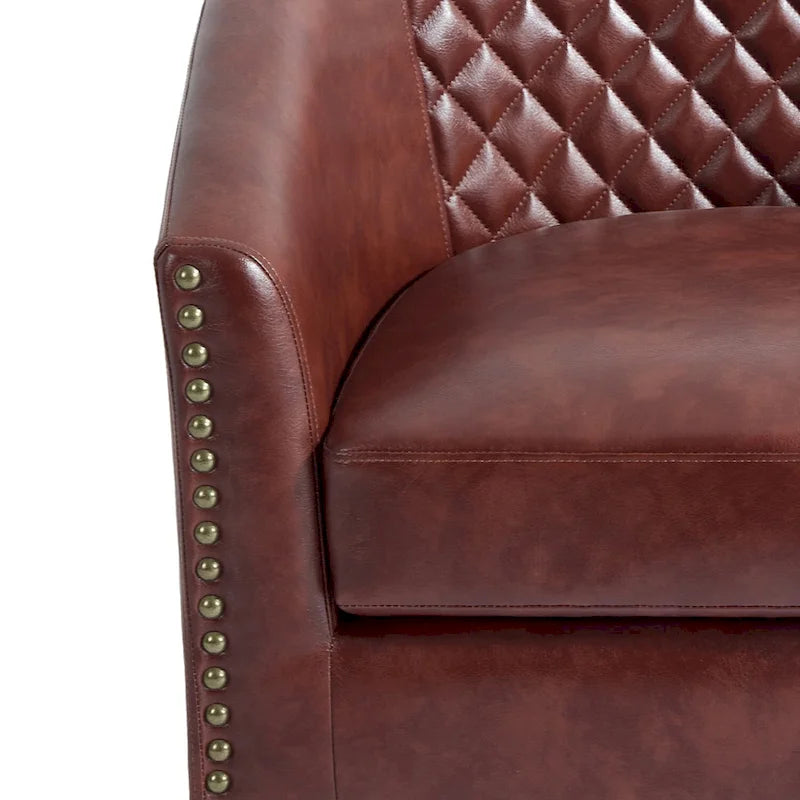 Drehbare Clubsessel aus Kunstleder mit Ziernägeln, 2er-Set