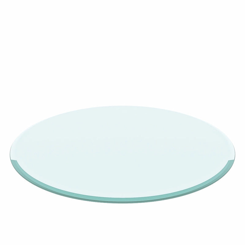 Runde Tischplatte aus gehärtetem Glas, klares Glas, dick, abgeschrägte polierte Kante