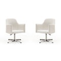 Silla decorativa giratoria de altura ajustable, de cuero sintético y cromada (juego de 2)