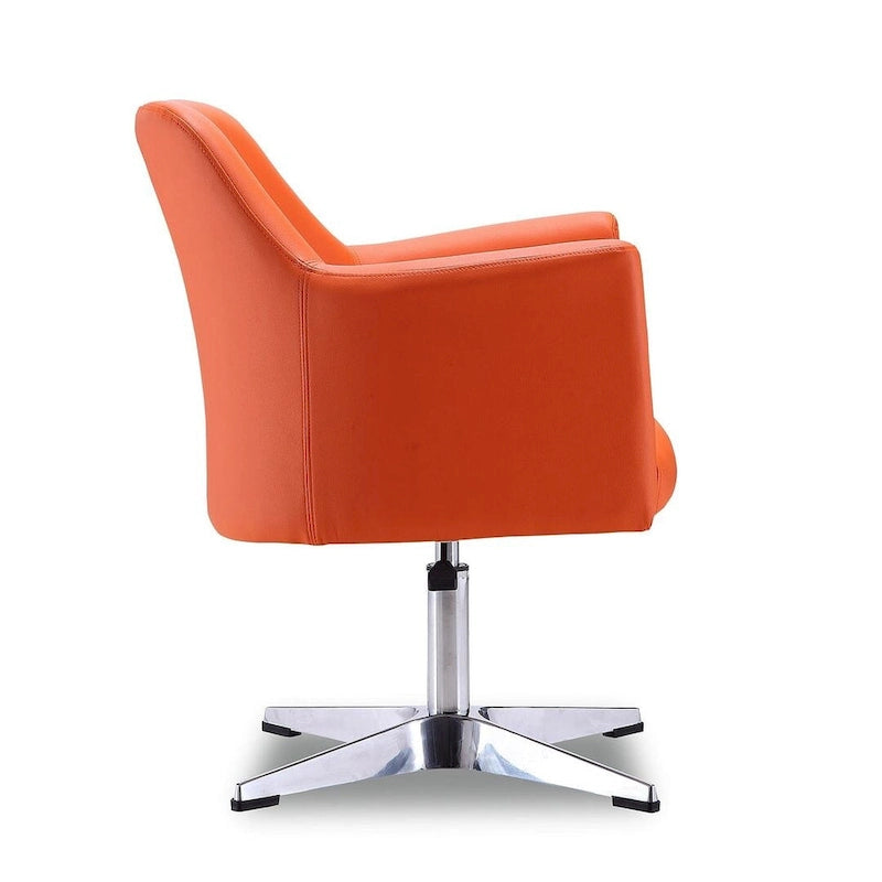 Silla decorativa giratoria de altura ajustable, de cuero sintético y cromada (juego de 2)