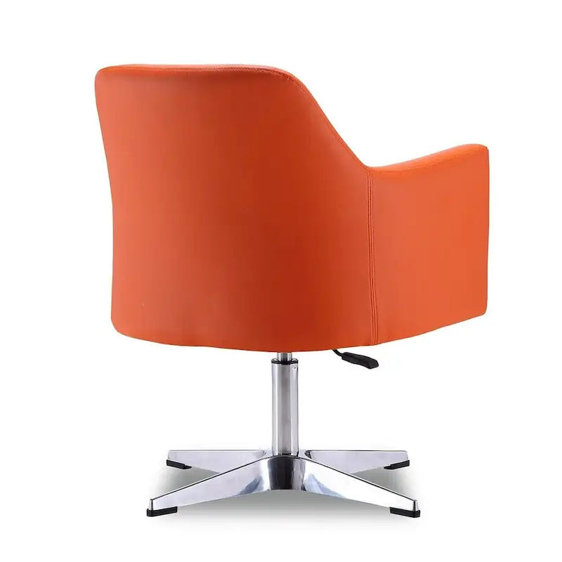 Silla decorativa giratoria de altura ajustable, de cuero sintético y cromada (juego de 2)