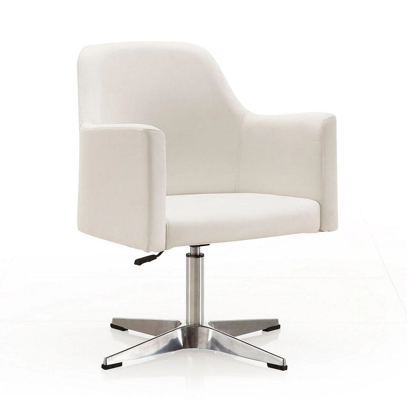Silla decorativa giratoria de altura ajustable, de cuero sintético y cromada (juego de 2)