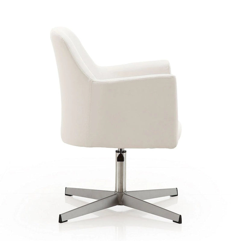 Silla decorativa giratoria de altura ajustable, de cuero sintético y cromada (juego de 2)
