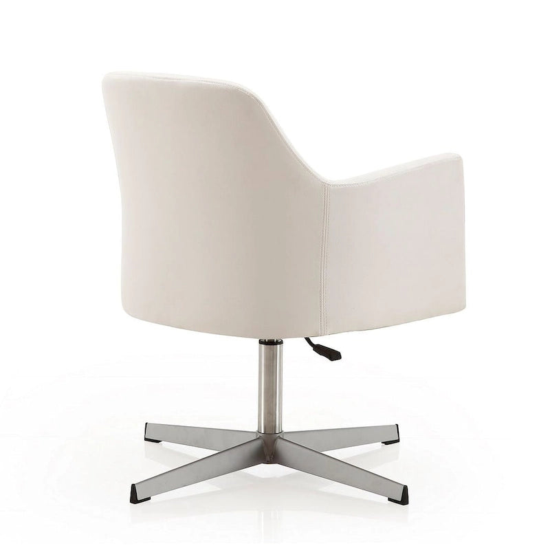 Silla decorativa giratoria de altura ajustable, de cuero sintético y cromada (juego de 2)