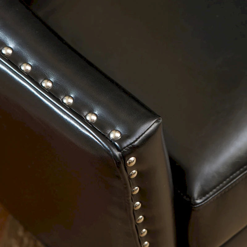 Sillón tipo club de cuero regenerado negro
