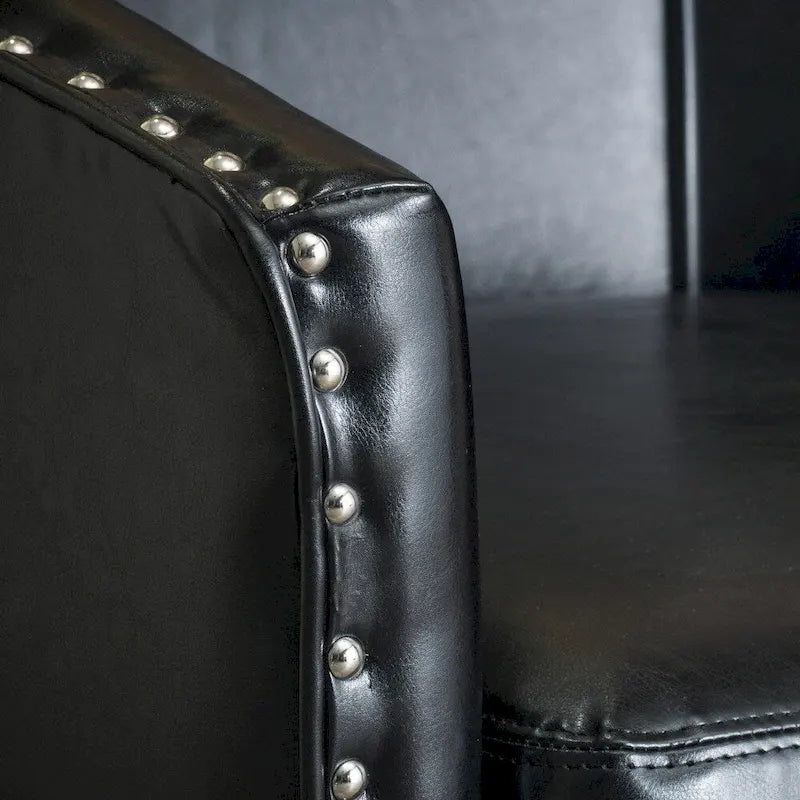 Sillón tipo club de cuero regenerado negro