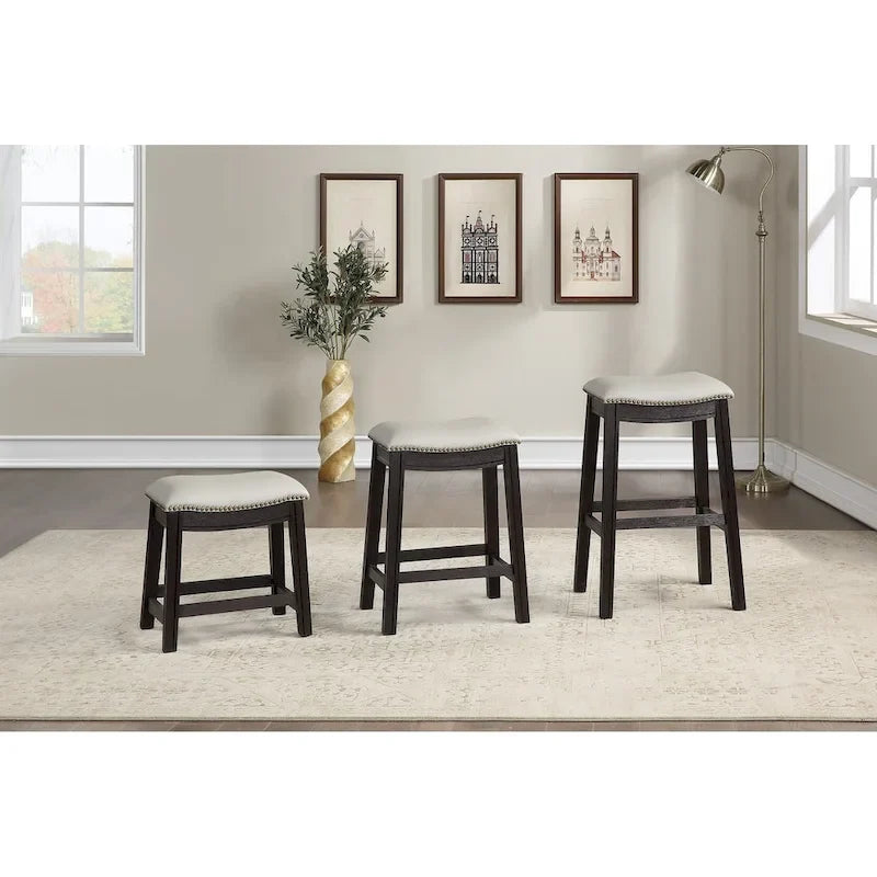 Barhocker mit grauem PU-Bezug, 2er-Set
