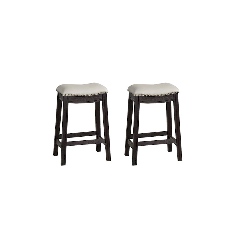 Barhocker mit grauem PU-Bezug, 2er-Set