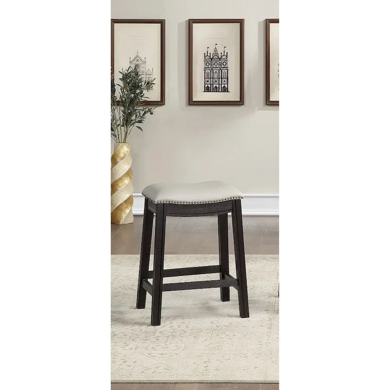Barhocker mit grauem PU-Bezug, 2er-Set