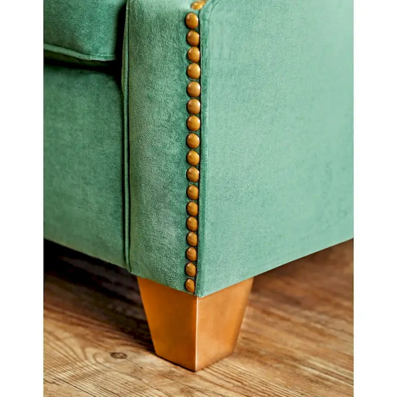 Sofa aus grünem Stoff im Transitional-Stil (mit Ziernägeln)