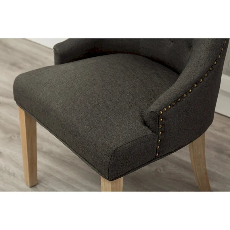 Polsterstühle mit Flügelrücken aus Massivholz und silbernen Ziernägeln (2er-Set)