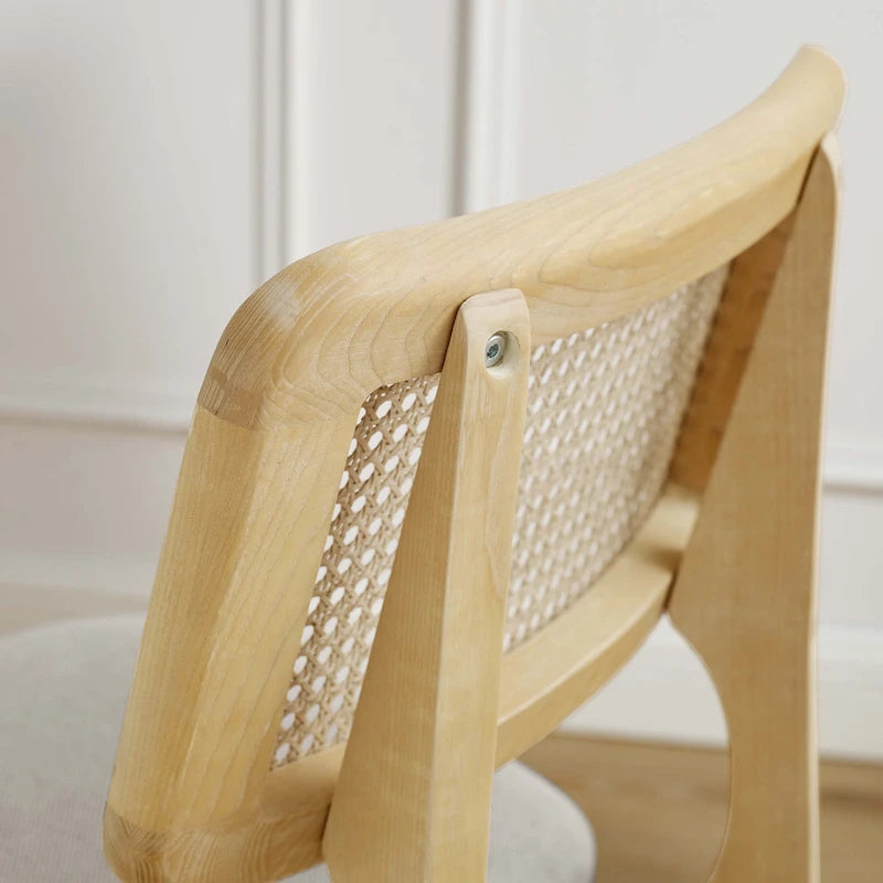 Esszimmerstühle aus Leder mit Rückenlehne aus Rohrgeflecht (2er-Set)