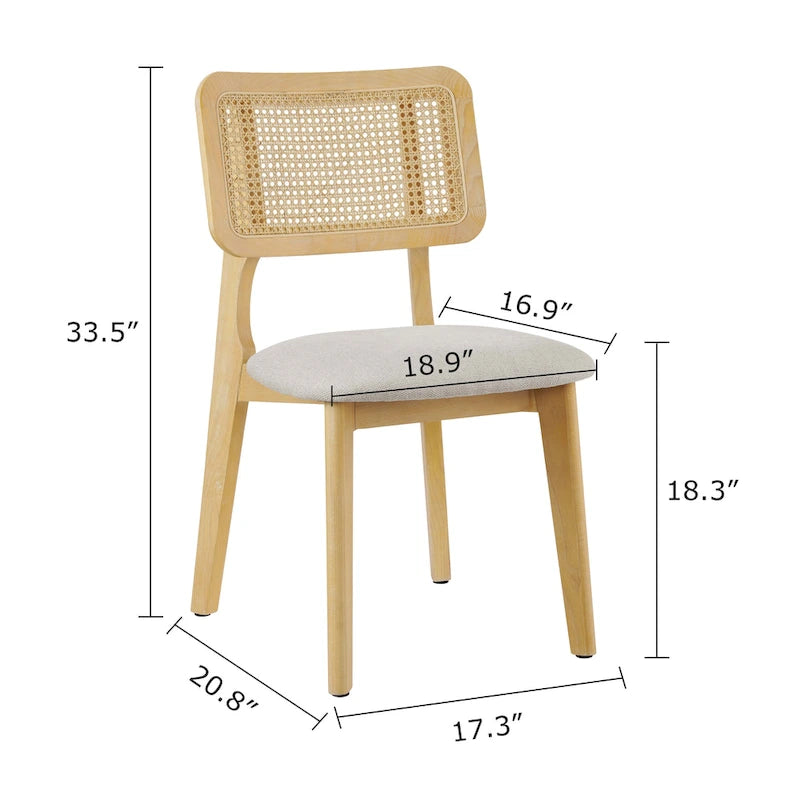 Esszimmerstühle aus Leder mit Rückenlehne aus Rohrgeflecht (2er-Set)