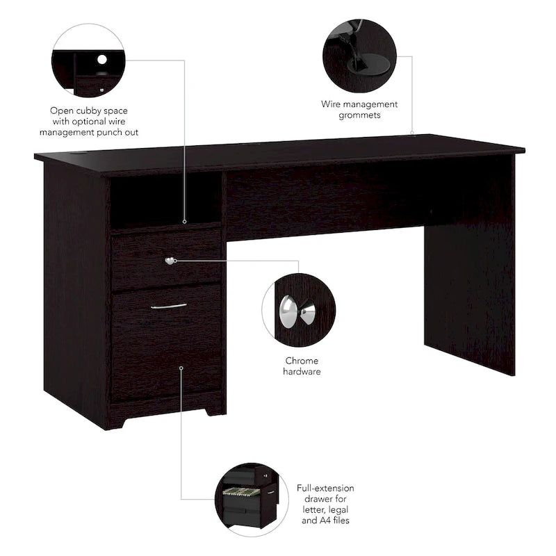 Bureau d’ordinateur de 60W avec tiroirs et rangement