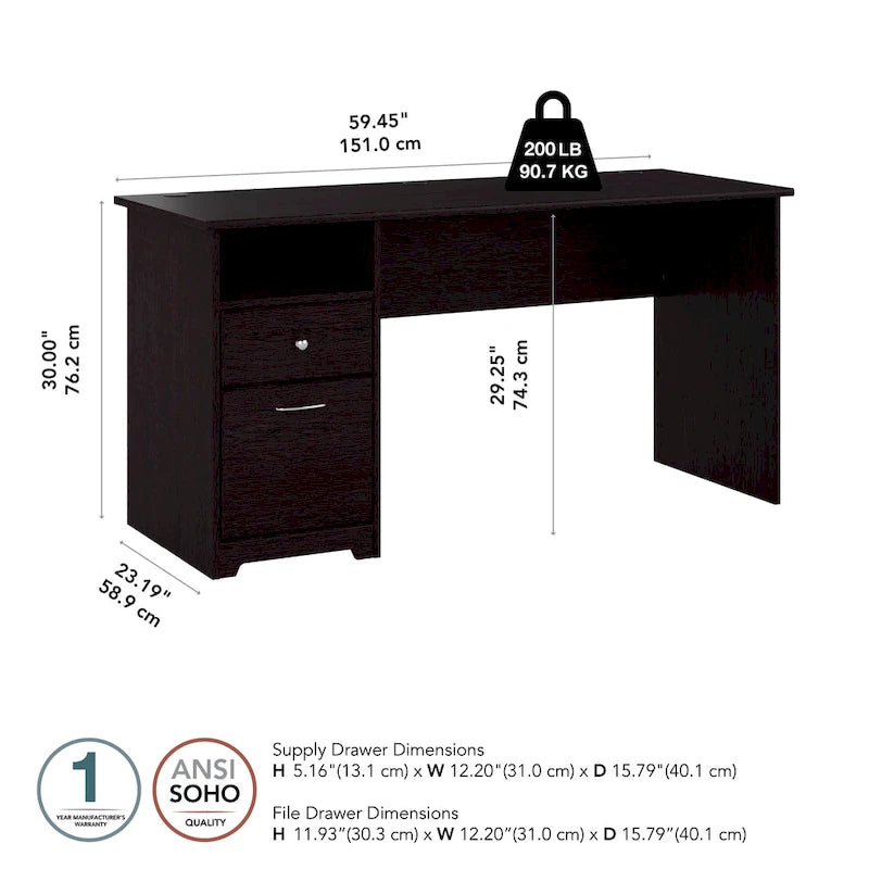 Bureau d’ordinateur de 60W avec tiroirs et rangement