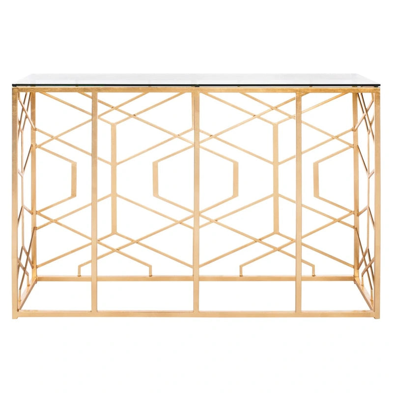 Table console à feuilles d’or - 47 W x 15.5 L x 30 H - 47Wx16Dx30H