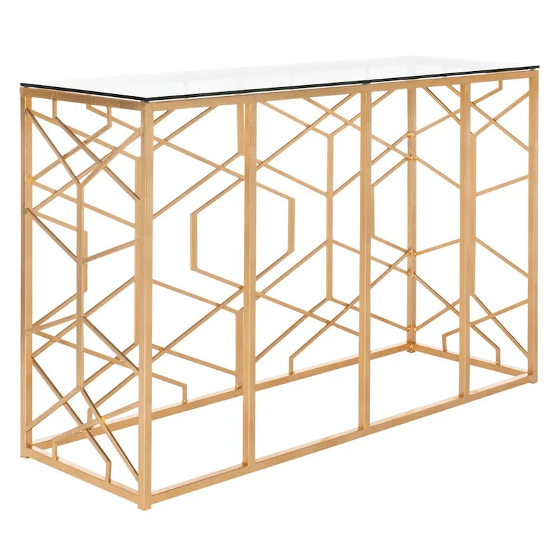 Table console à feuilles d’or - 47 W x 15.5 L x 30 H - 47Wx16Dx30H