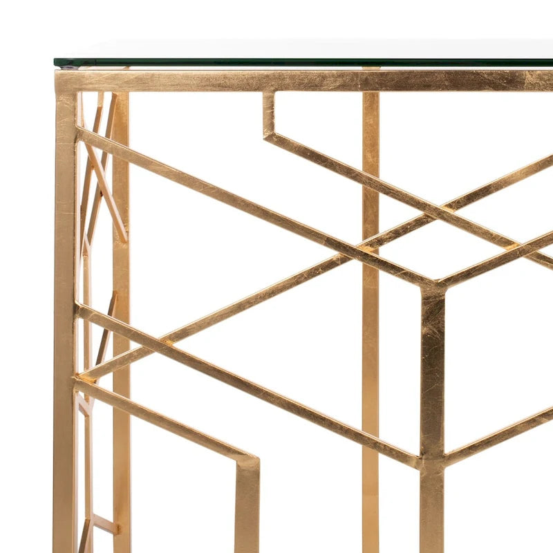 Table console à feuilles d’or - 47 W x 15.5 L x 30 H - 47Wx16Dx30H
