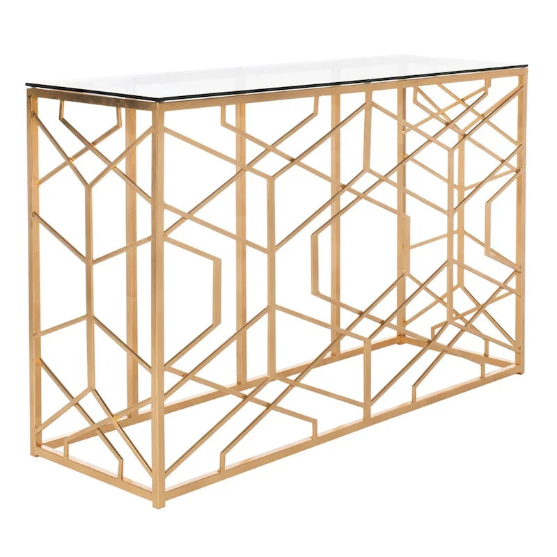 Table console à feuilles d’or - 47 W x 15.5 L x 30 H - 47Wx16Dx30H