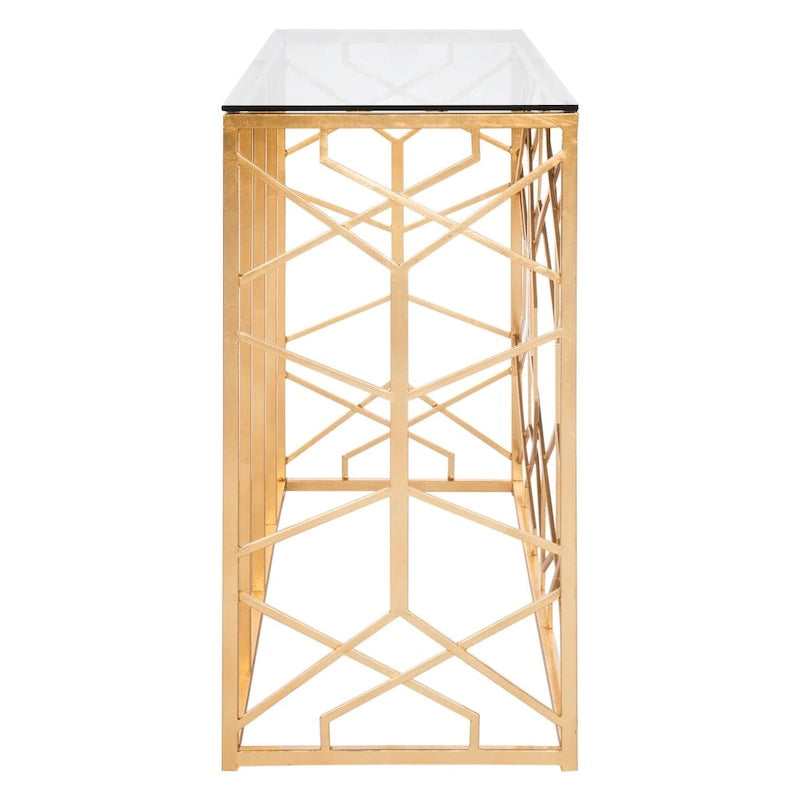 Table console à feuilles d’or - 47 W x 15.5 L x 30 H - 47Wx16Dx30H