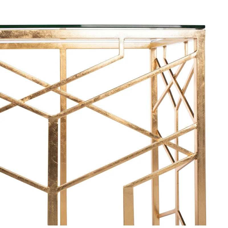 Table console à feuilles d’or - 47 W x 15.5 L x 30 H - 47Wx16Dx30H