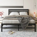 Queen Size Platform Bed Frame with Wooden Headboard, Under Bed Storage