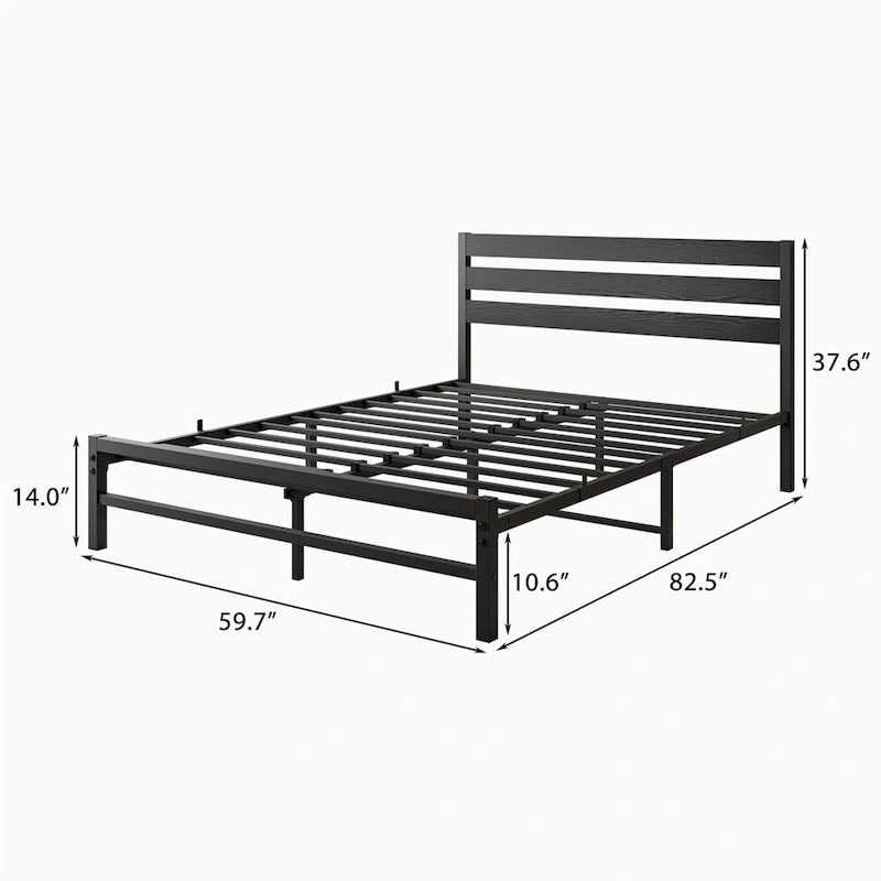 Bettgestell mit Plattform und Kopfteil aus Holz, Stauraum unter dem Bett