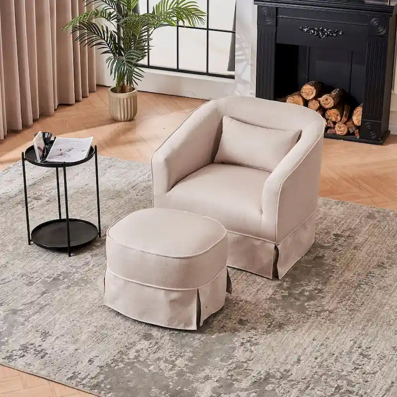 Drehbarer Clubsessel mit Ottoman