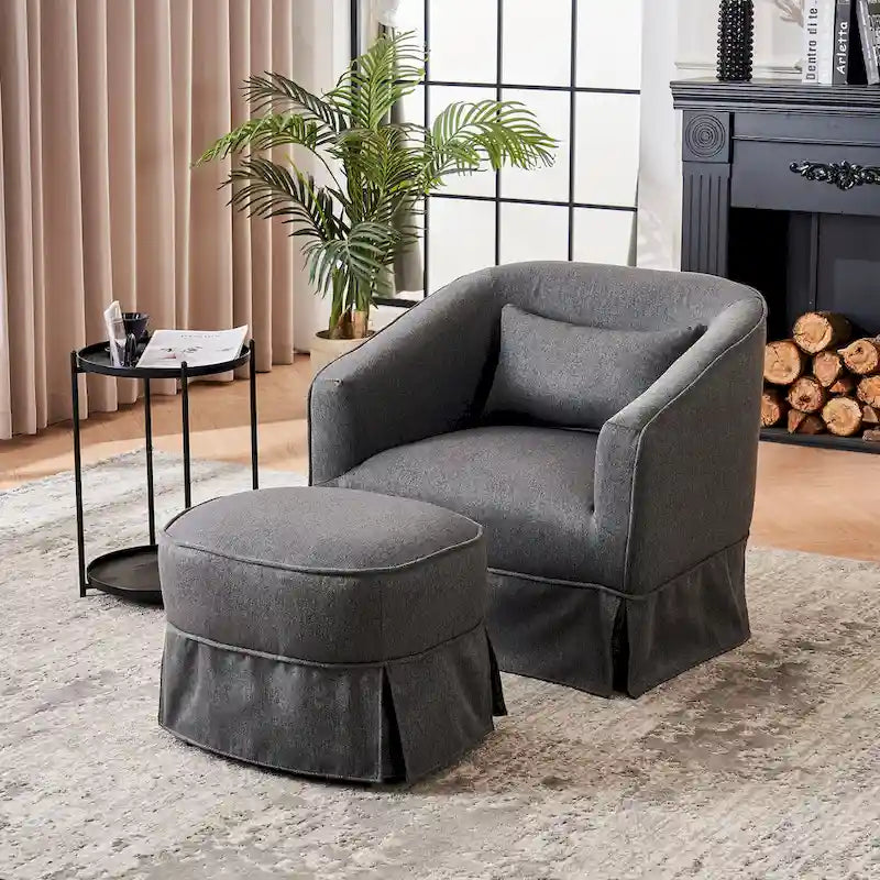 Drehbarer Clubsessel mit Ottoman