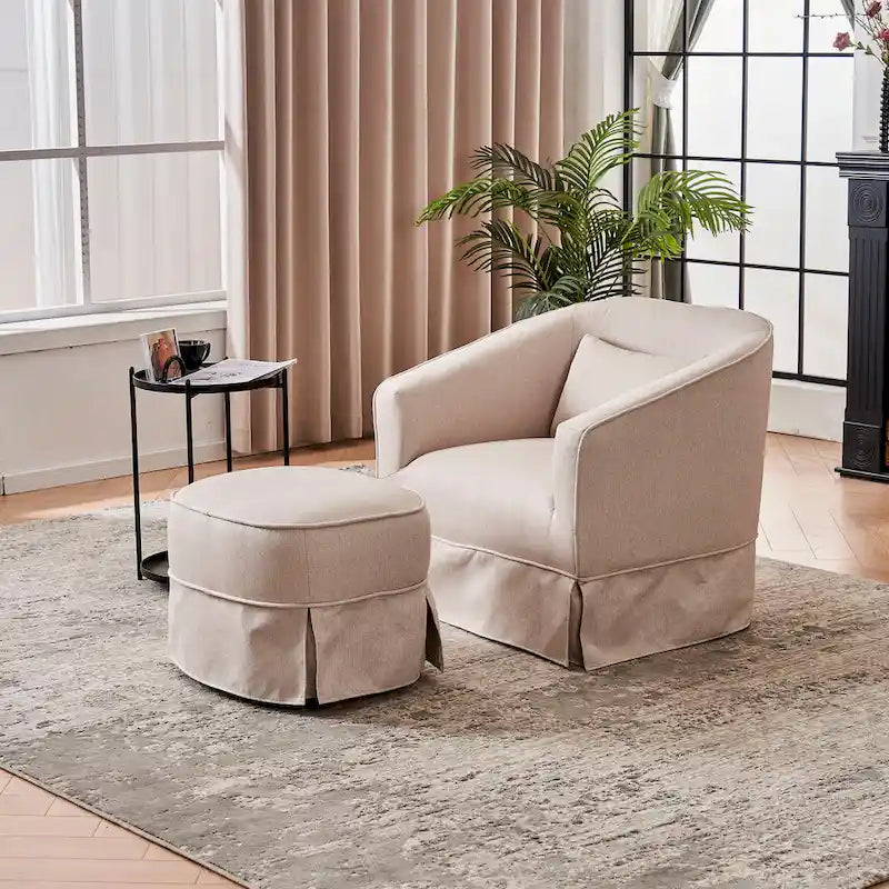 Drehbarer Clubsessel mit Ottoman