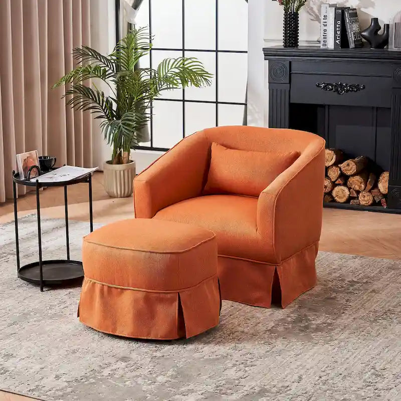 Drehbarer Clubsessel mit Ottoman