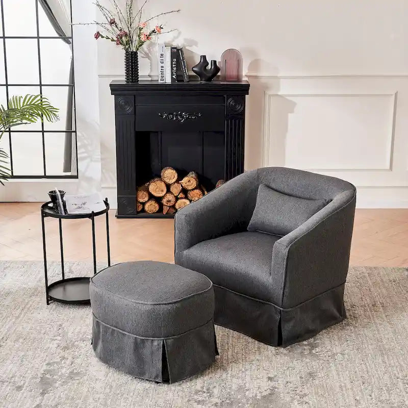 Drehbarer Clubsessel mit Ottoman