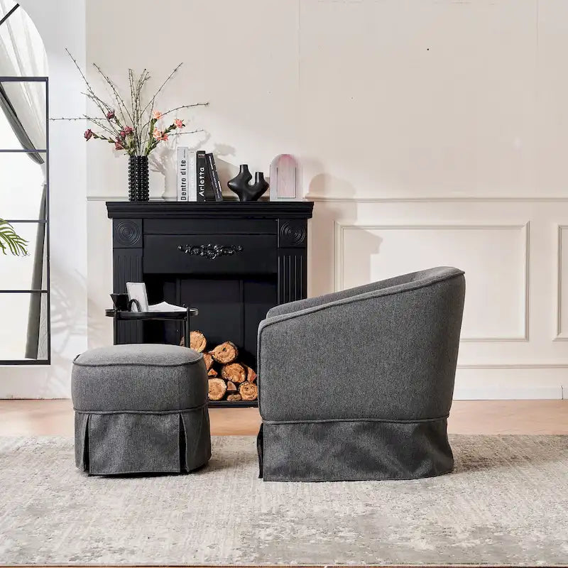 Drehbarer Clubsessel mit Ottoman