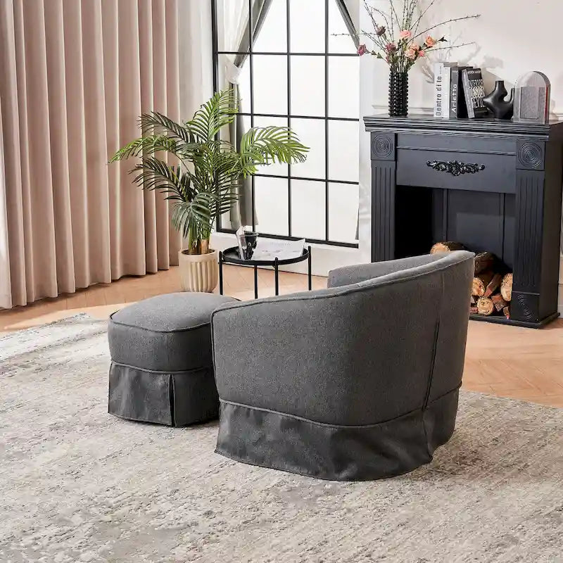 Drehbarer Clubsessel mit Ottoman