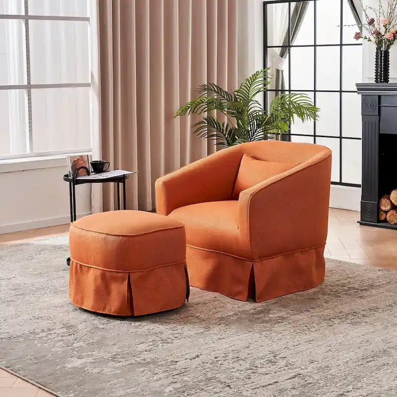 Drehbarer Clubsessel mit Ottoman