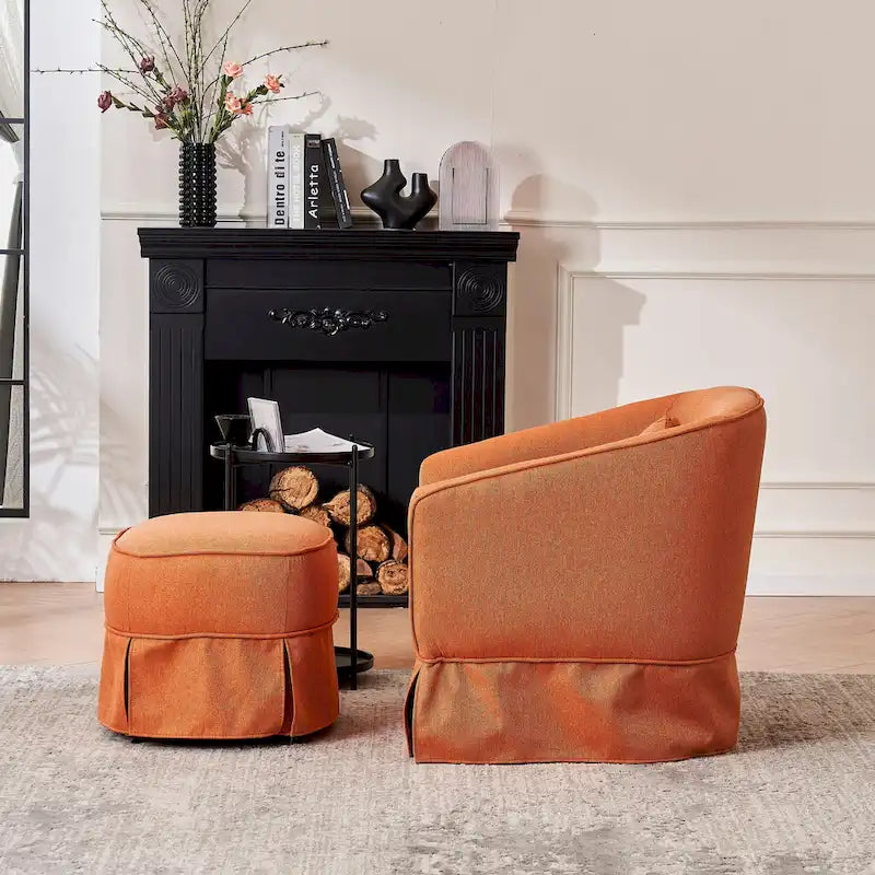Drehbarer Clubsessel mit Ottoman