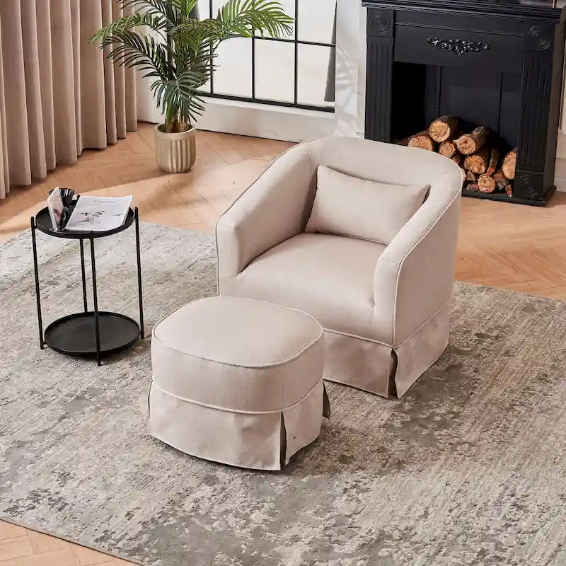 Drehbarer Clubsessel mit Ottoman