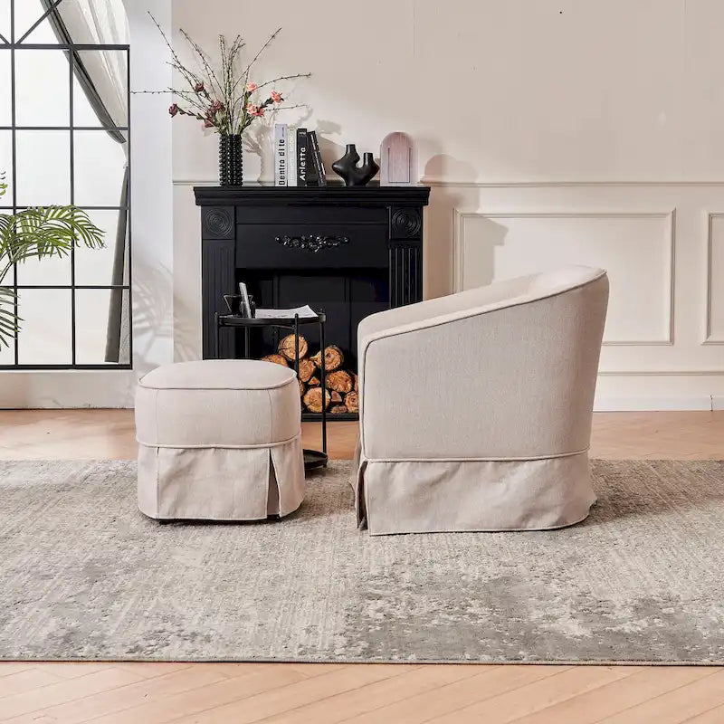 Drehbarer Clubsessel mit Ottoman