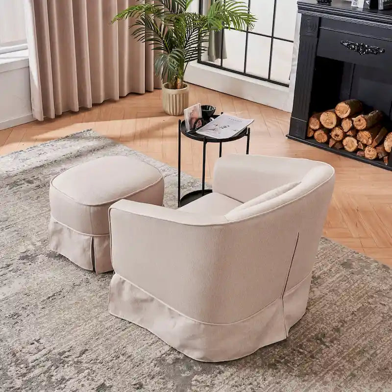 Drehbarer Clubsessel mit Ottoman