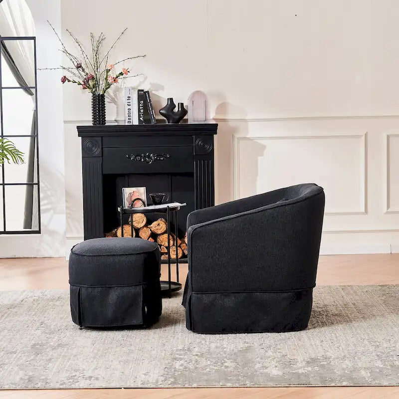 Drehbarer Clubsessel mit Ottoman