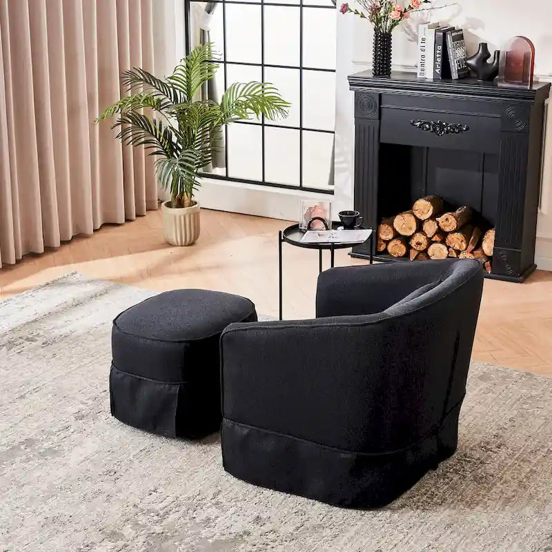 Drehbarer Clubsessel mit Ottoman