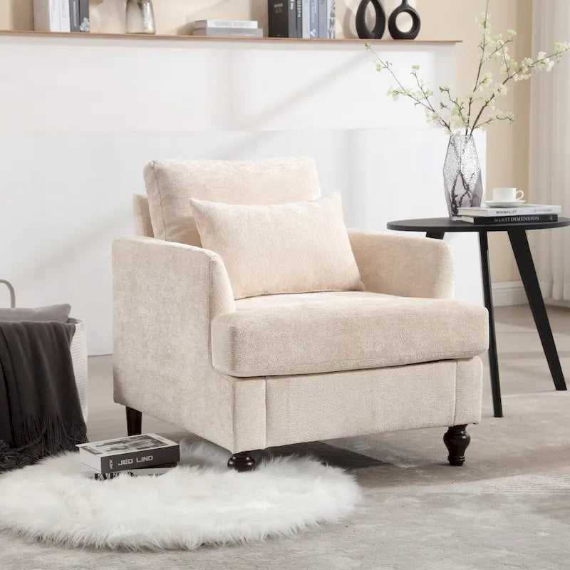 Sillón con estructura de madera, sillón decorativo moderno