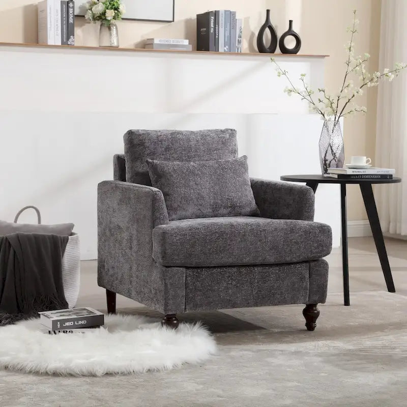 Sillón con estructura de madera, sillón decorativo moderno